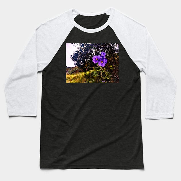 Purple flowers Baseball T-Shirt by RobertsArt